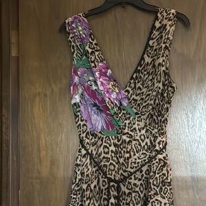 INC International Concepts Tan and Purple One Shoulder Sundress